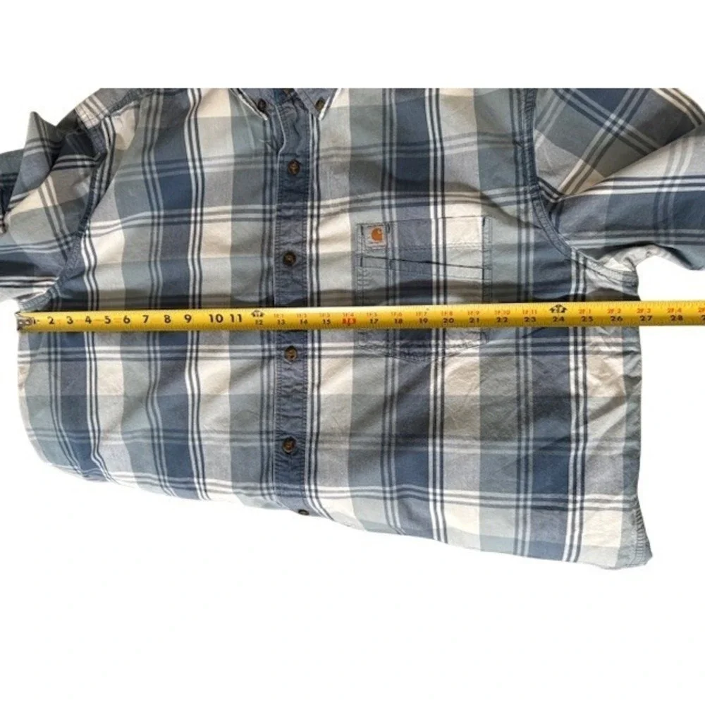 Carhartt Men's Blue Plaid Short Sleeve Button Up Shirt Size 2XL